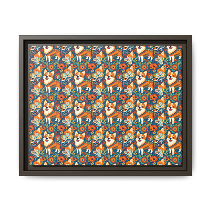 Corgi Carnival Couture Matte Canvas, Framed