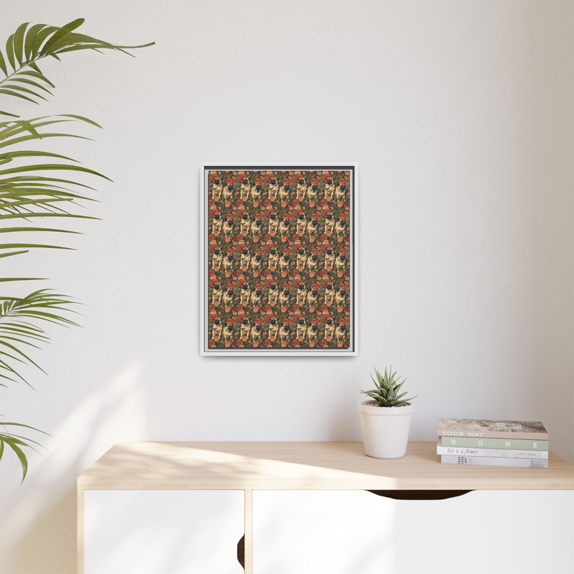 Blooming Pug Paradise Matte Canvas, Framed