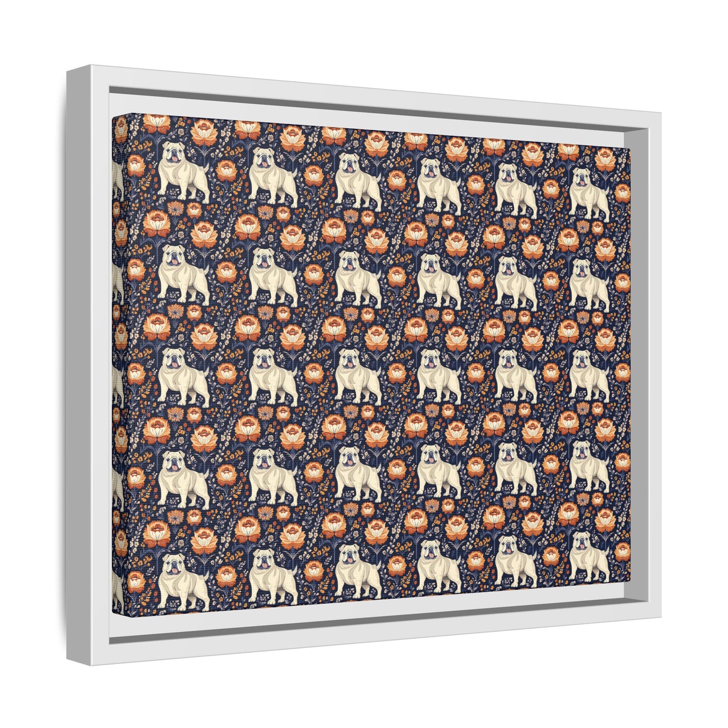 Bulldog Blossom Bonanza Matte Canvas, Framed