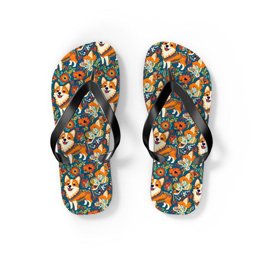 Corgi Carnival Couture Flip Flops