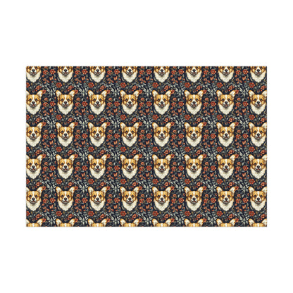 Floofy Corgi Blossom Blast Gift Wrap Papers