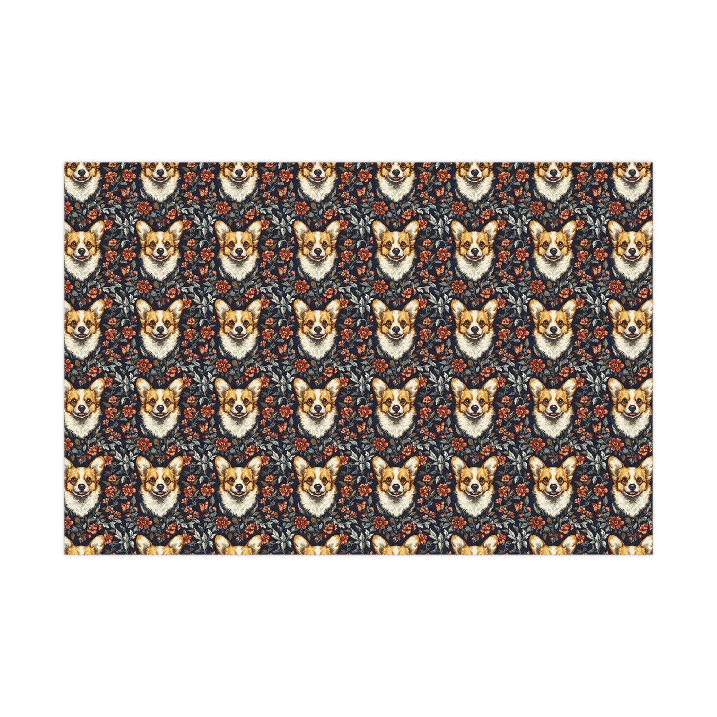 Floofy Corgi Blossom Blast Gift Wrap Papers