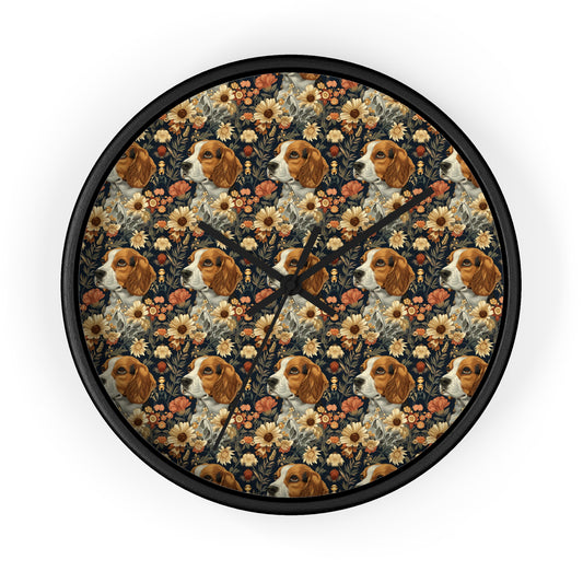 Beagle Blossoms Wall Clock