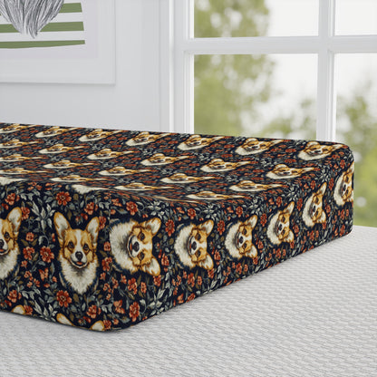 Floofy Corgi Blossom Blast Baby Changing Pad Cover