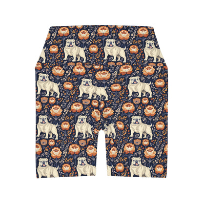 Bulldog Blossom Bonanza High Waisted Yoga Shorts