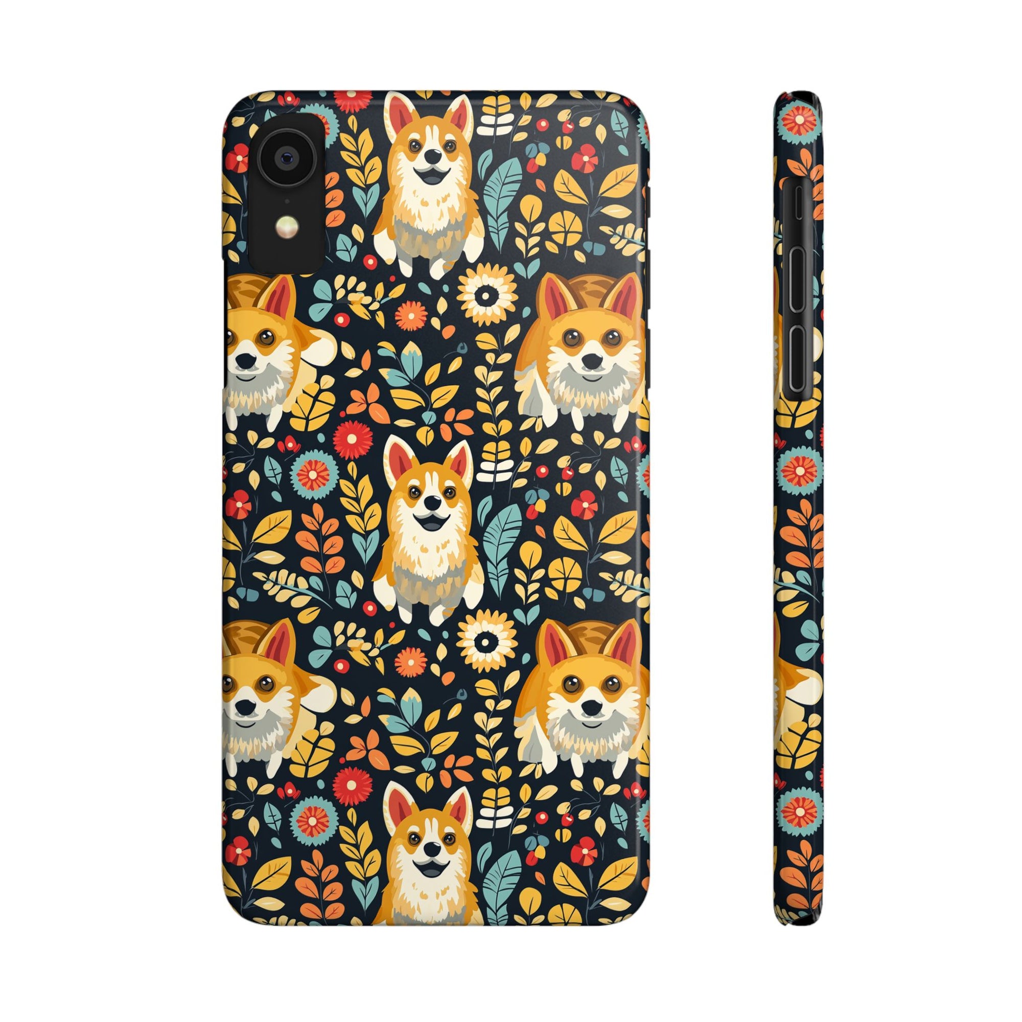 Corgi Rainbow Vine Dream Slim Phone Cases