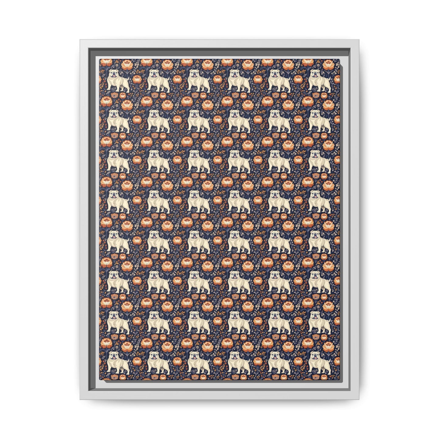 Bulldog Blossom Bonanza Matte Canvas, Framed