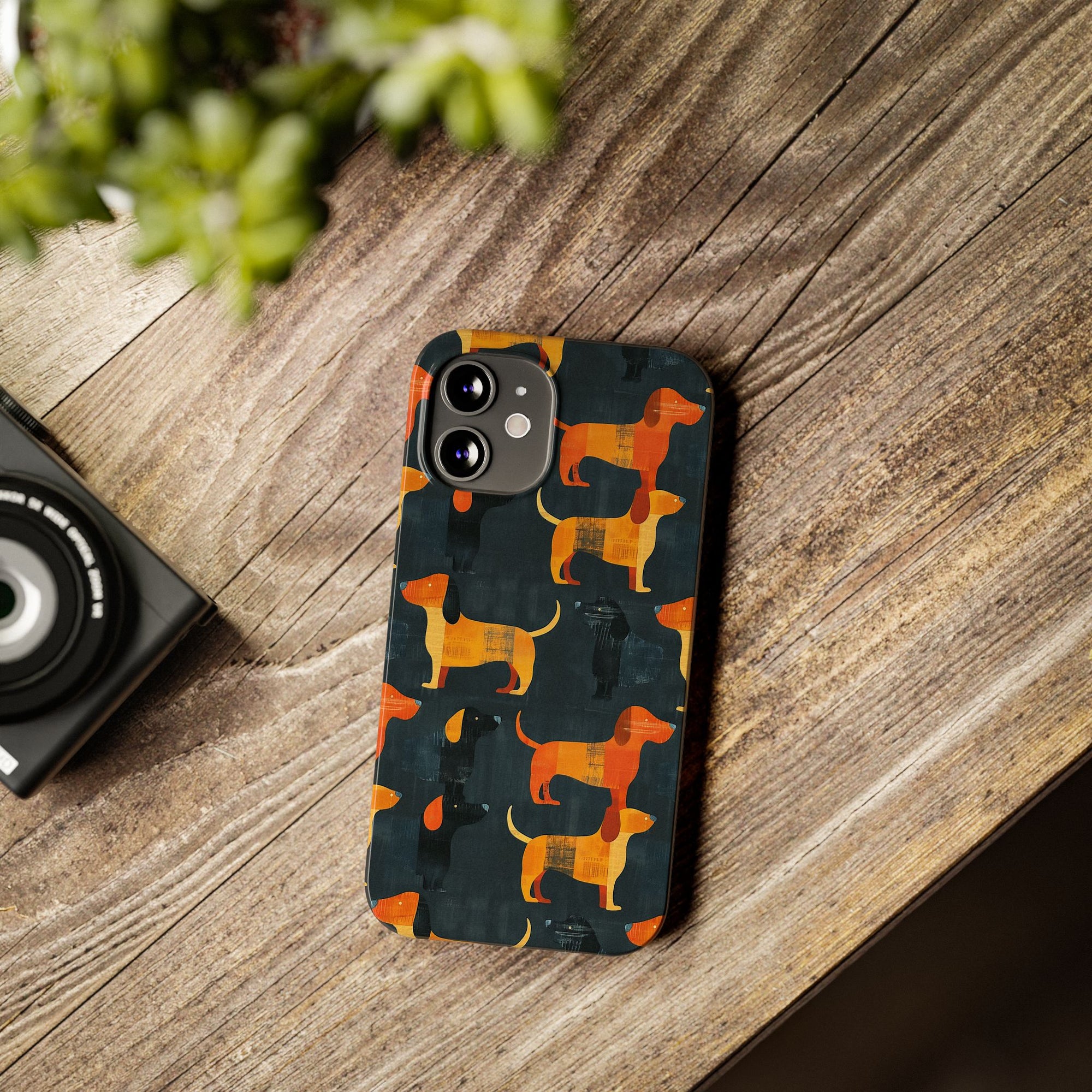 Dapper Dachshund Noir Glow Slim Phone Cases