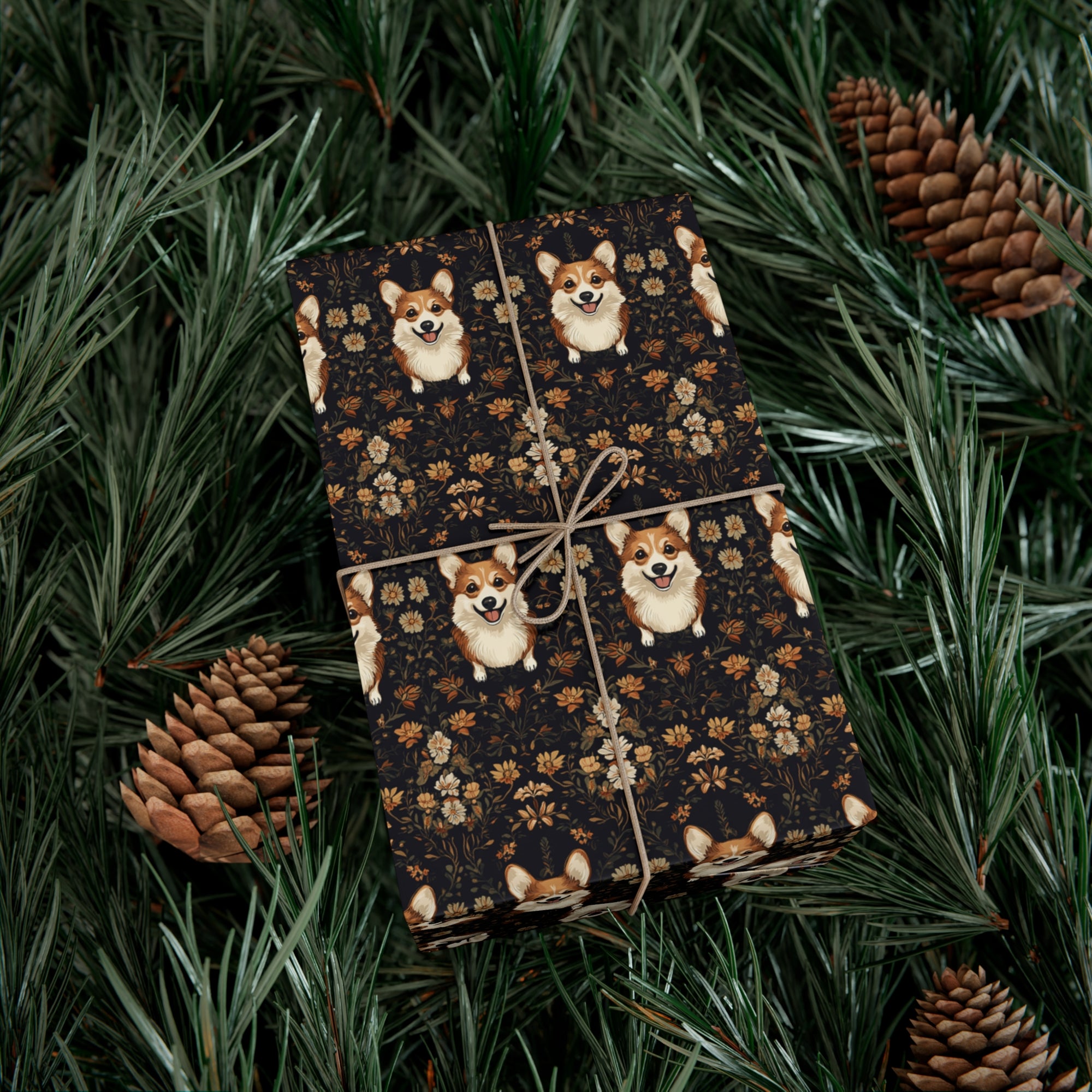 Nighttime Corgi Glow Stride Gift Wrap Papers