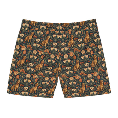 Dazzling Dachsund Blossoms & Foliage Men's Mid-Length Swim Shorts