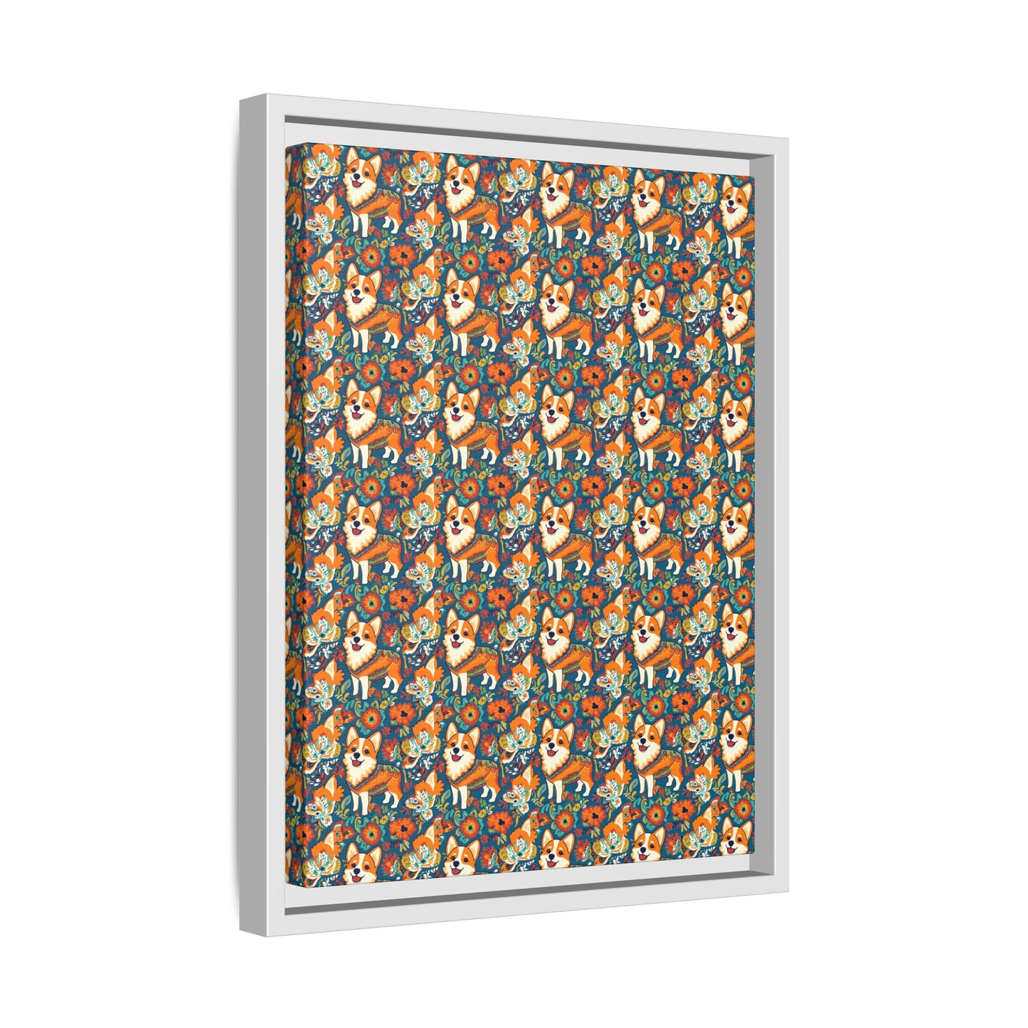 Corgi Carnival Couture Matte Canvas, Framed