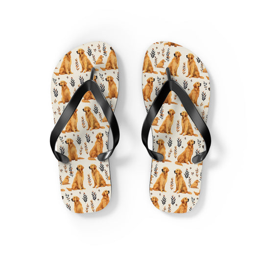 Golden Glamour Paws - Luxe Licks for Regal Retrievers Flip Flops