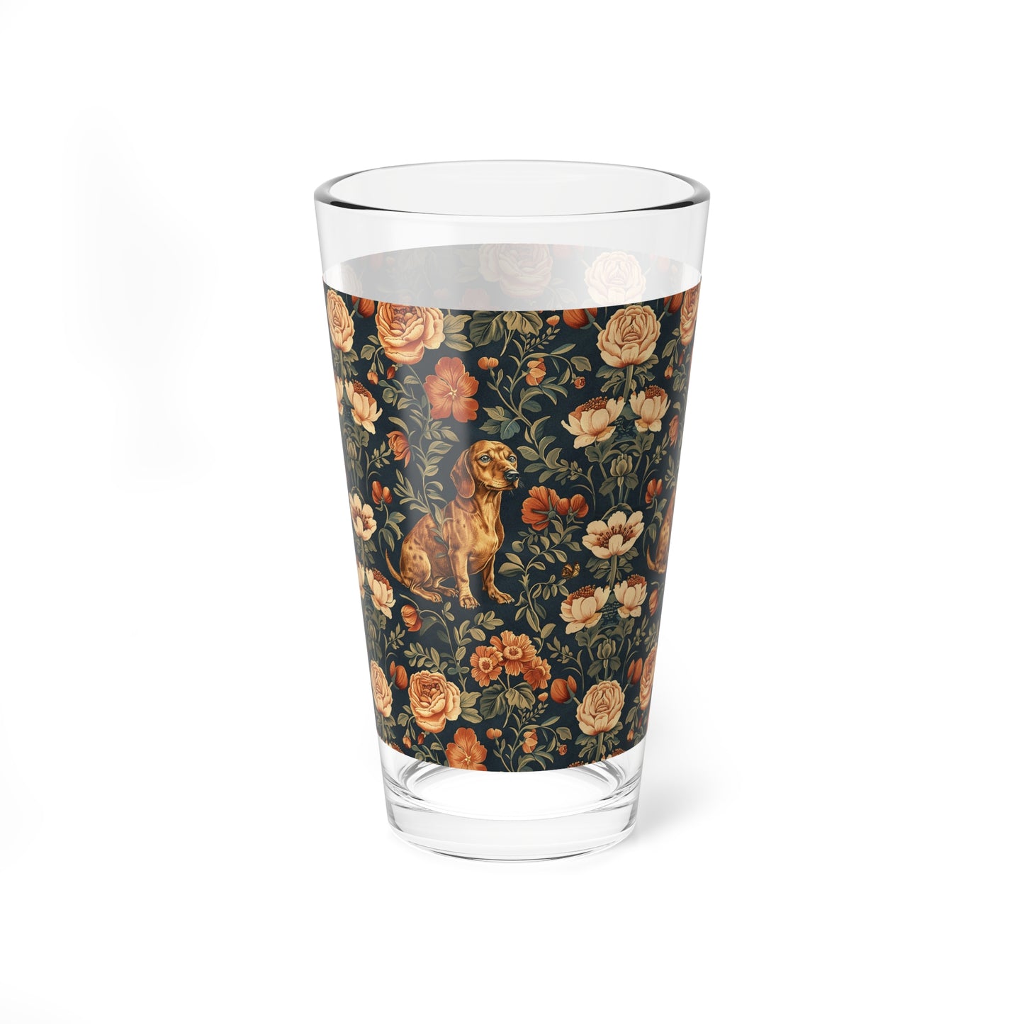 Dazzling Dachsund Blossoms & Foliage Mixing Glass, 16oz