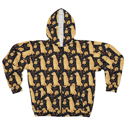 Golden Paws Floral Frenchie Unisex Zip Hoodie