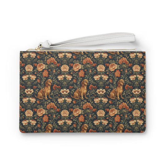 Dazzling Dachsund Blossoms & Foliage Clutch Bag