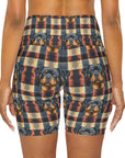 Pawsome Rottweiler Royalty Plaid High Waisted Yoga Shorts