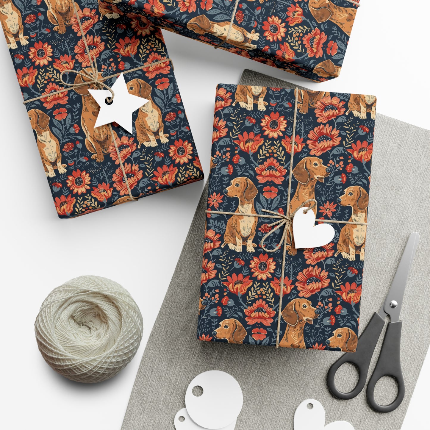 Floral Pawsome Dachsund Delight Gift Wrap Papers