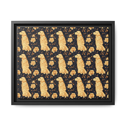 Golden Paws Floral Frenchie Matte Canvas, Framed