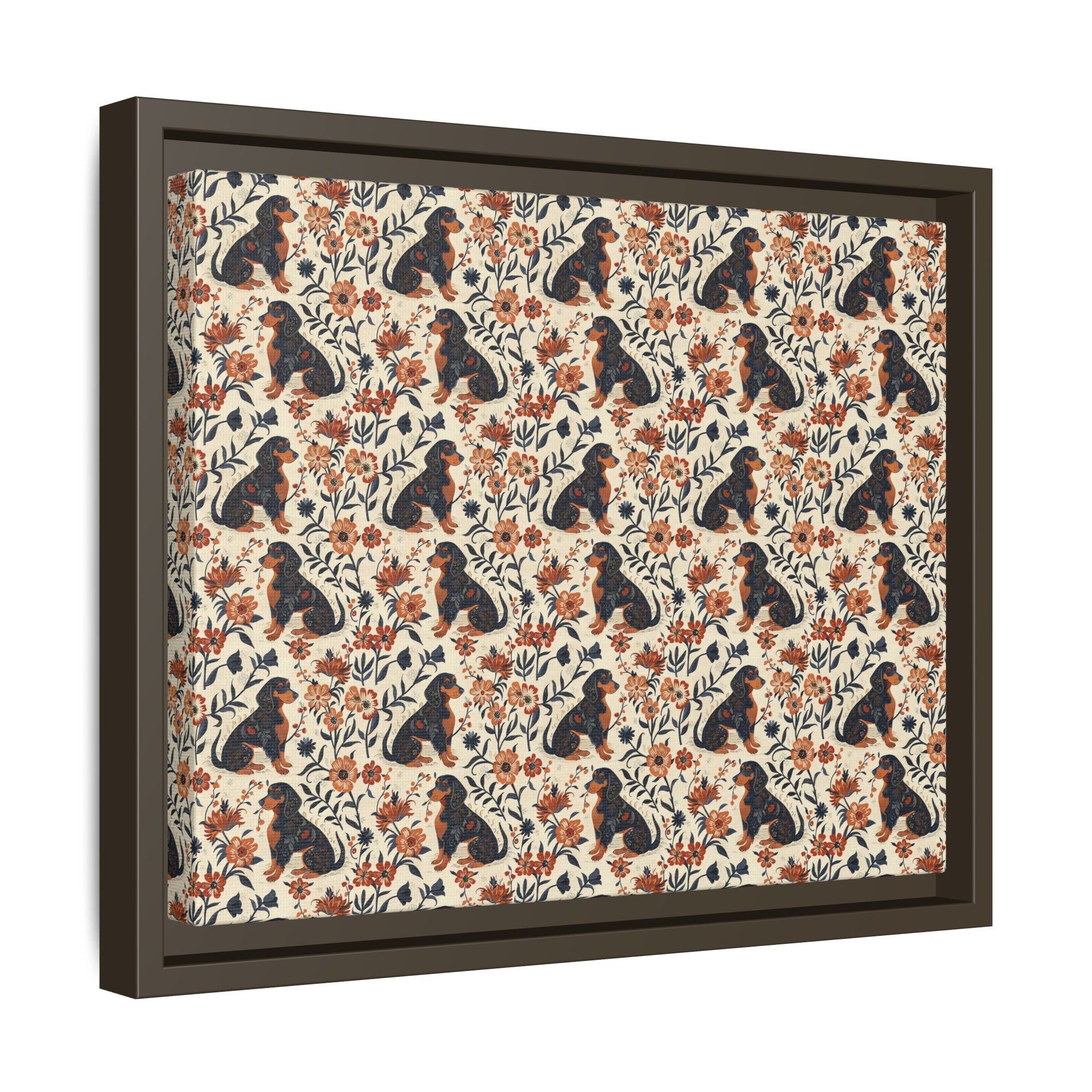 Blossoming Dachshunds Delight Matte Canvas, Framed