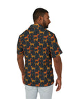 Dapper Dachshund Noir Glow Men's Hawaiian Camp Shirt