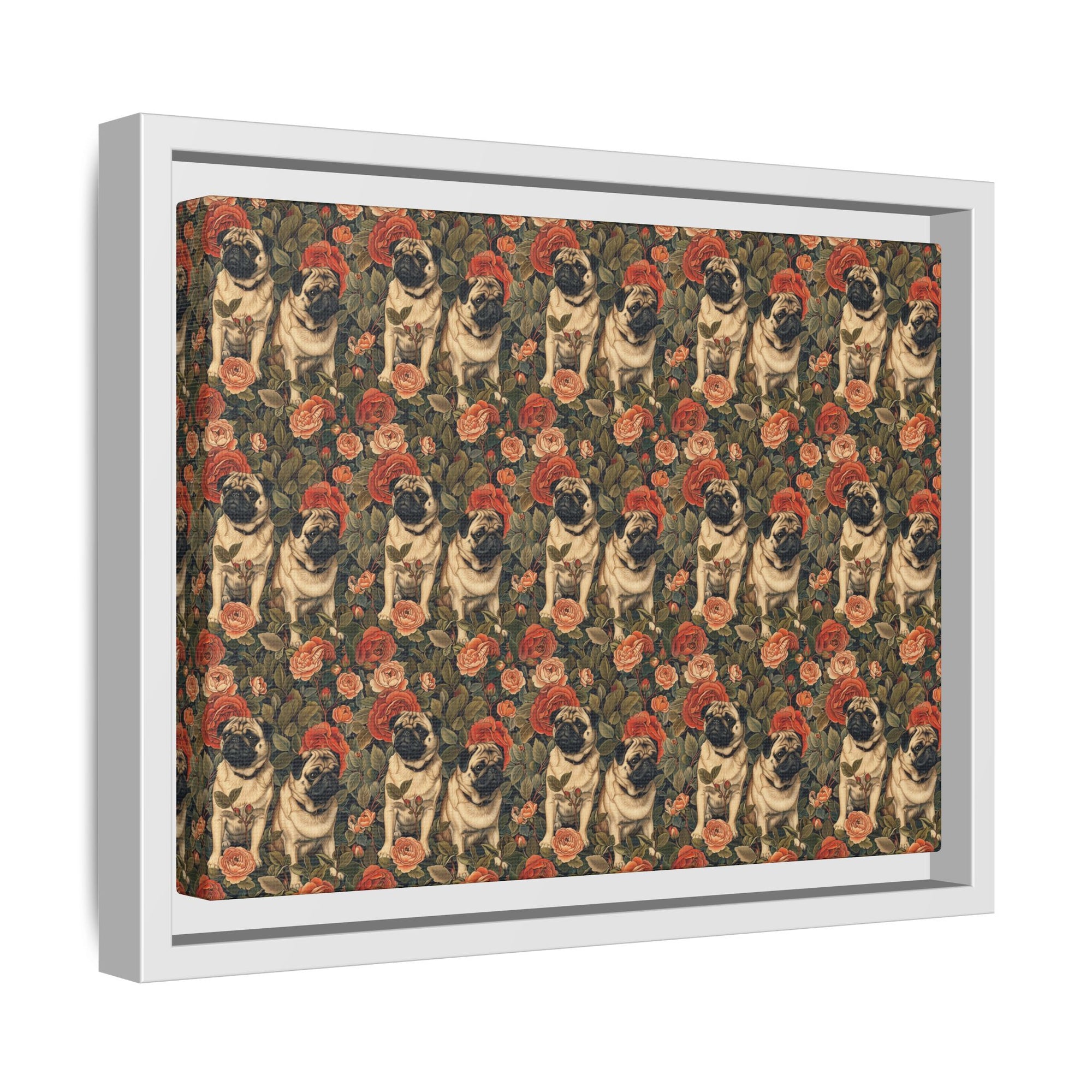 Blooming Pug Paradise Matte Canvas, Framed