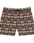 Pawsome Rottweiler Royalty Plaid Men's Mid-Length Swim Shorts