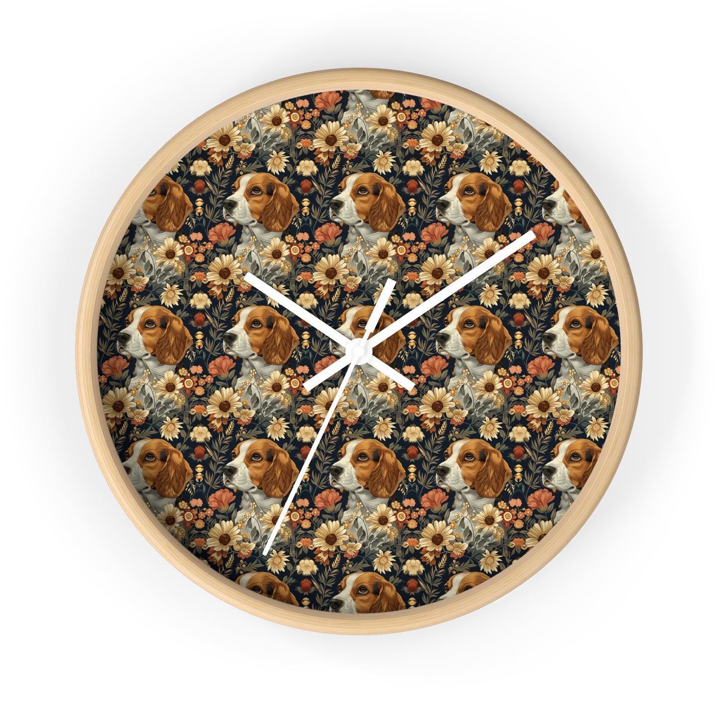 Beagle Blossoms Wall Clock