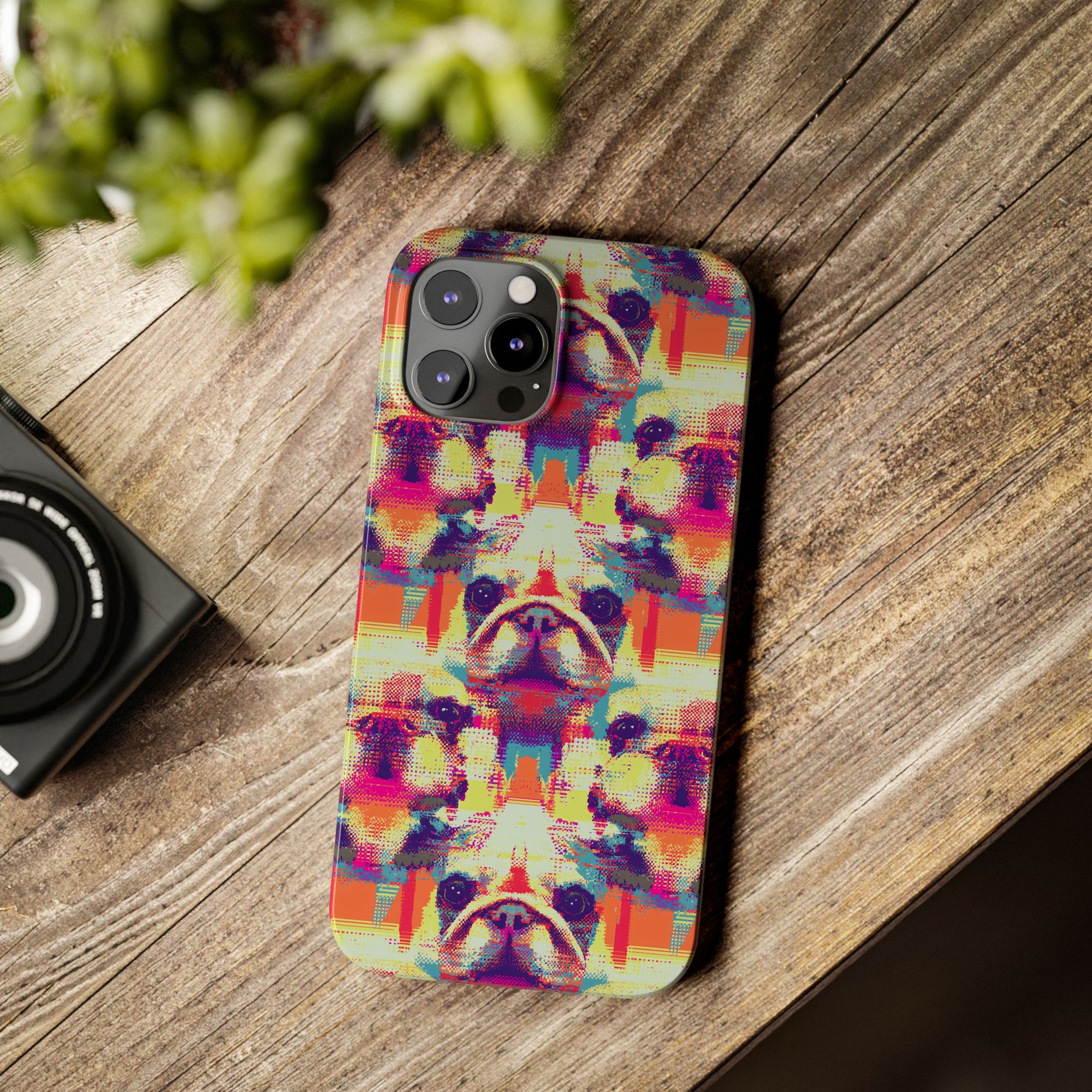 Glitchy Bulldog Blitz Slim Phone Cases