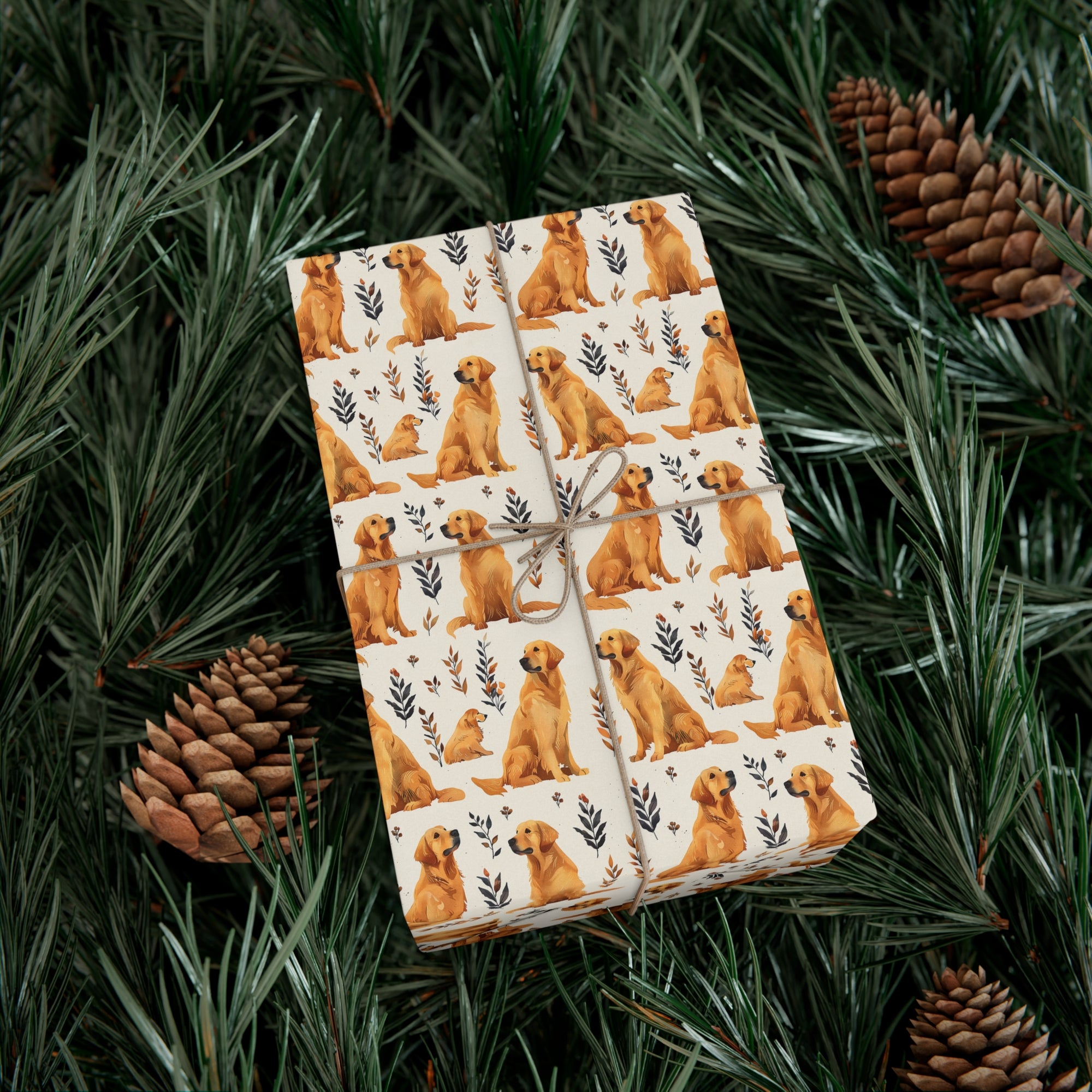 Golden Glamour Paws - Luxe Licks for Regal Retrievers Gift Wrap Papers