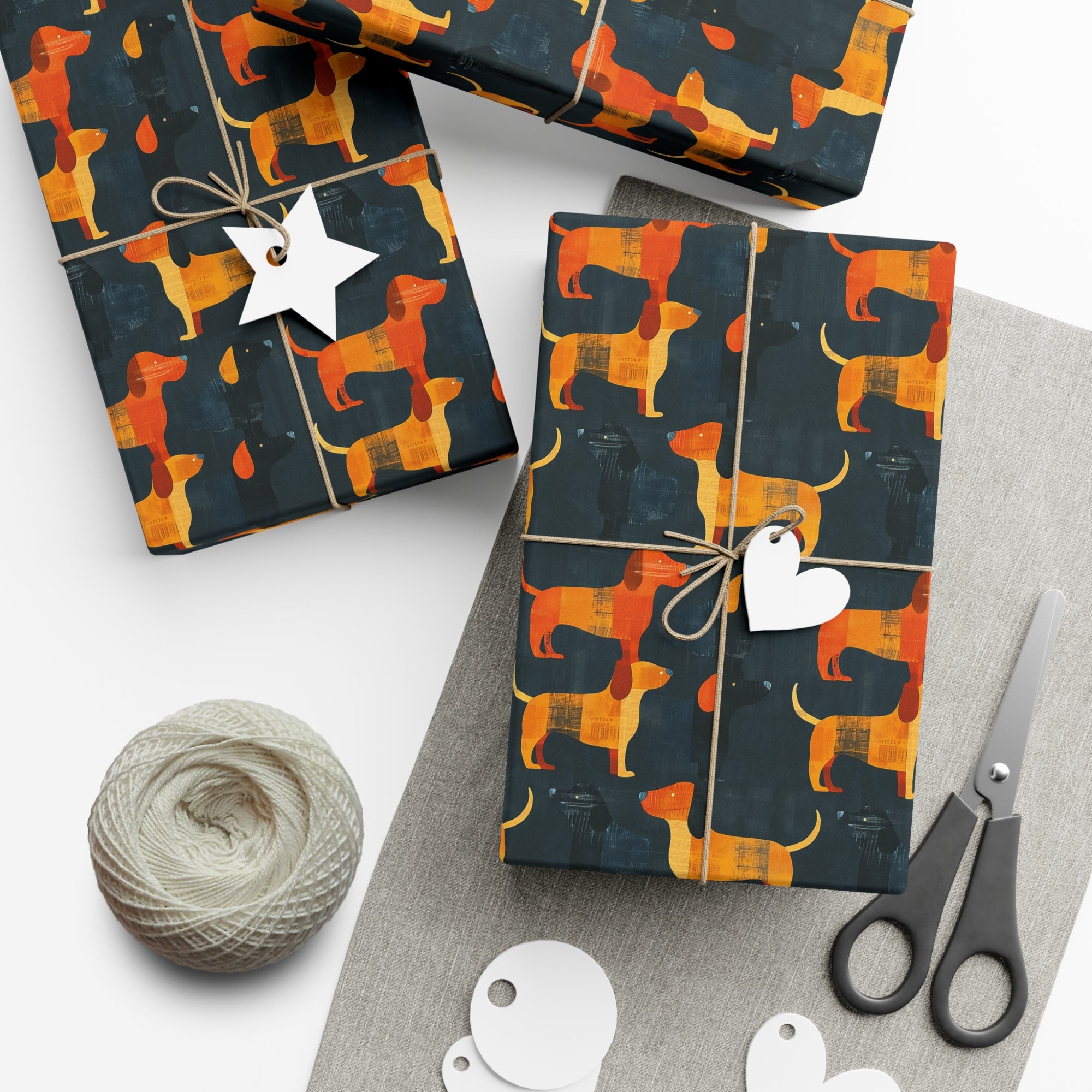 Dapper Dachshund Noir Glow Gift Wrap Papers