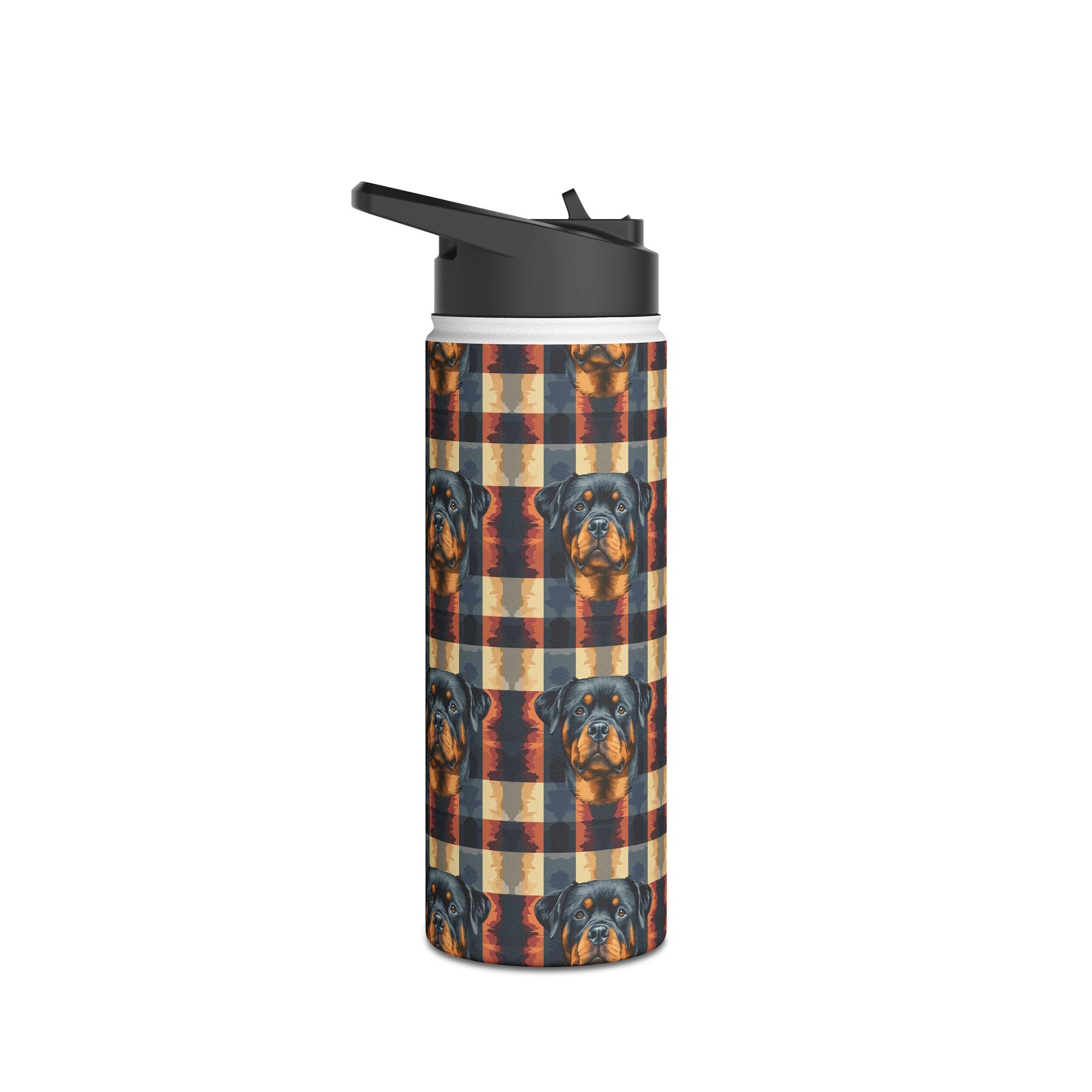 Pawsome Rottweiler Royalty Plaid Stainless Steel Water Bottle