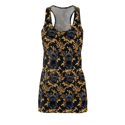 Regal Frenchie Noir Elegance Women's Racerback Dress