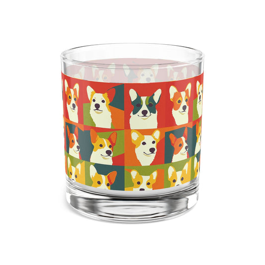 Corgi Chic Popart Pup Rocks Glass