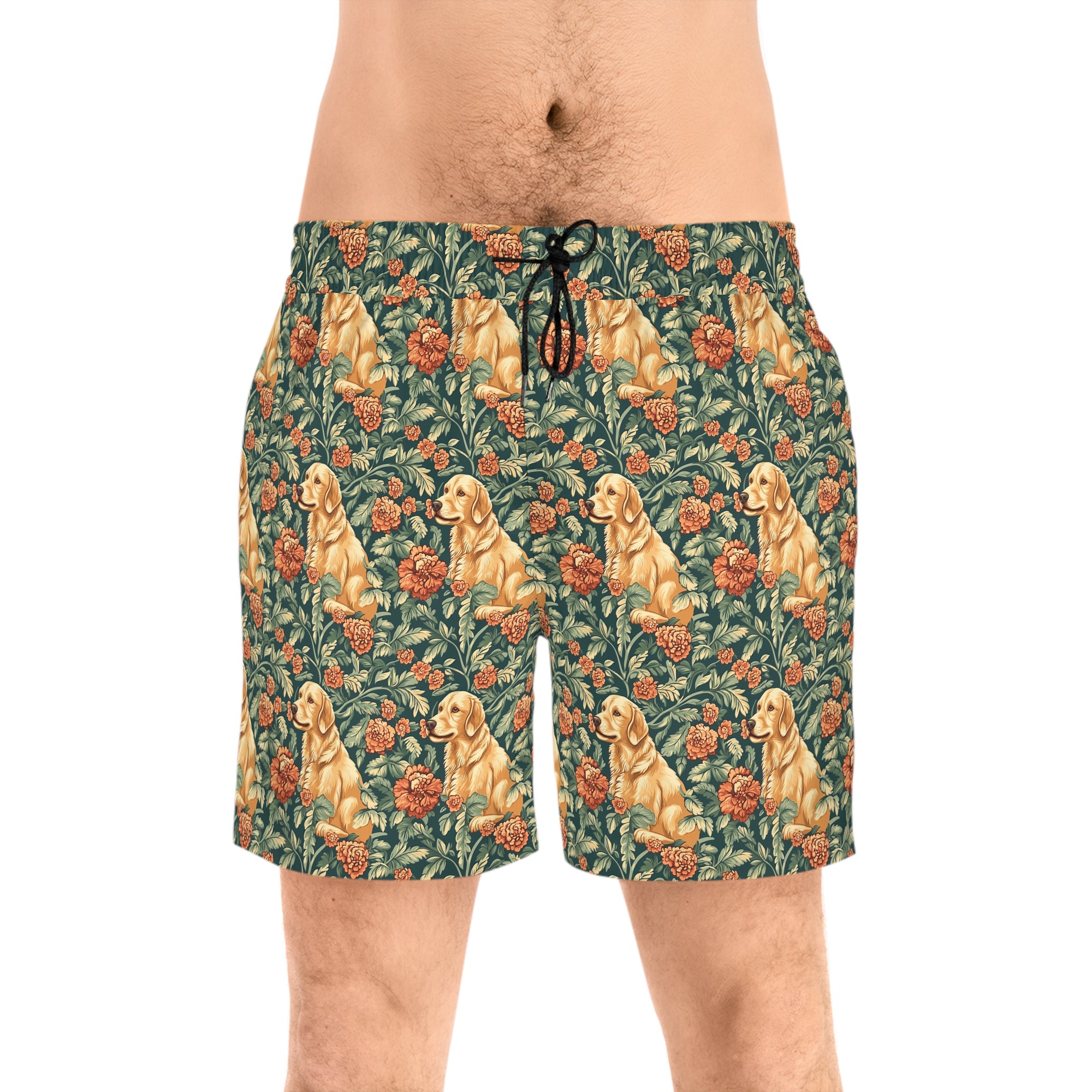 Blooming Goldie Glam Men&#39;s Mid-Length Swim Shorts