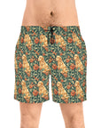 Blooming Goldie Glam Men's Mid-Length Swim Shorts