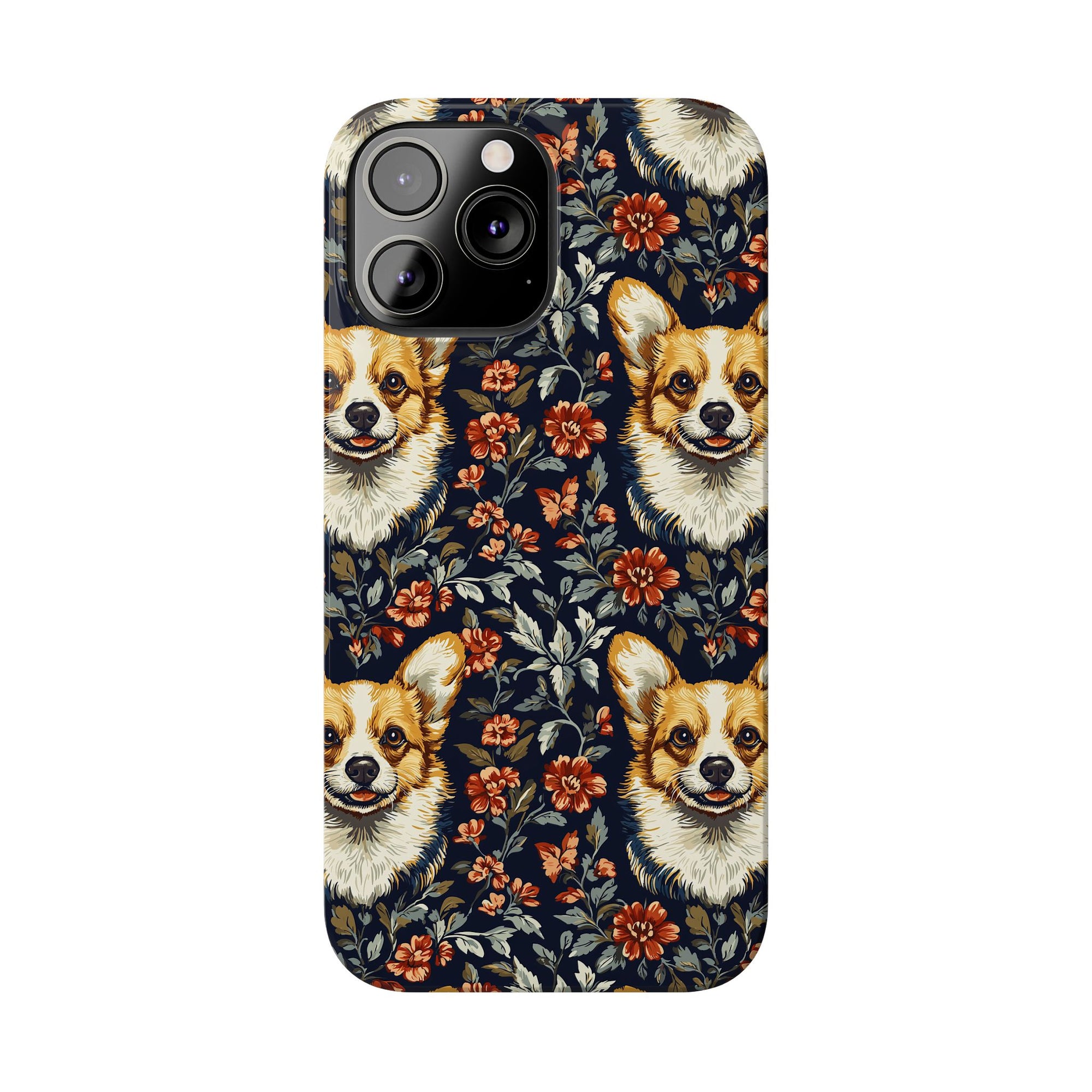 Floofy Corgi Blossom Blast Slim Phone Cases