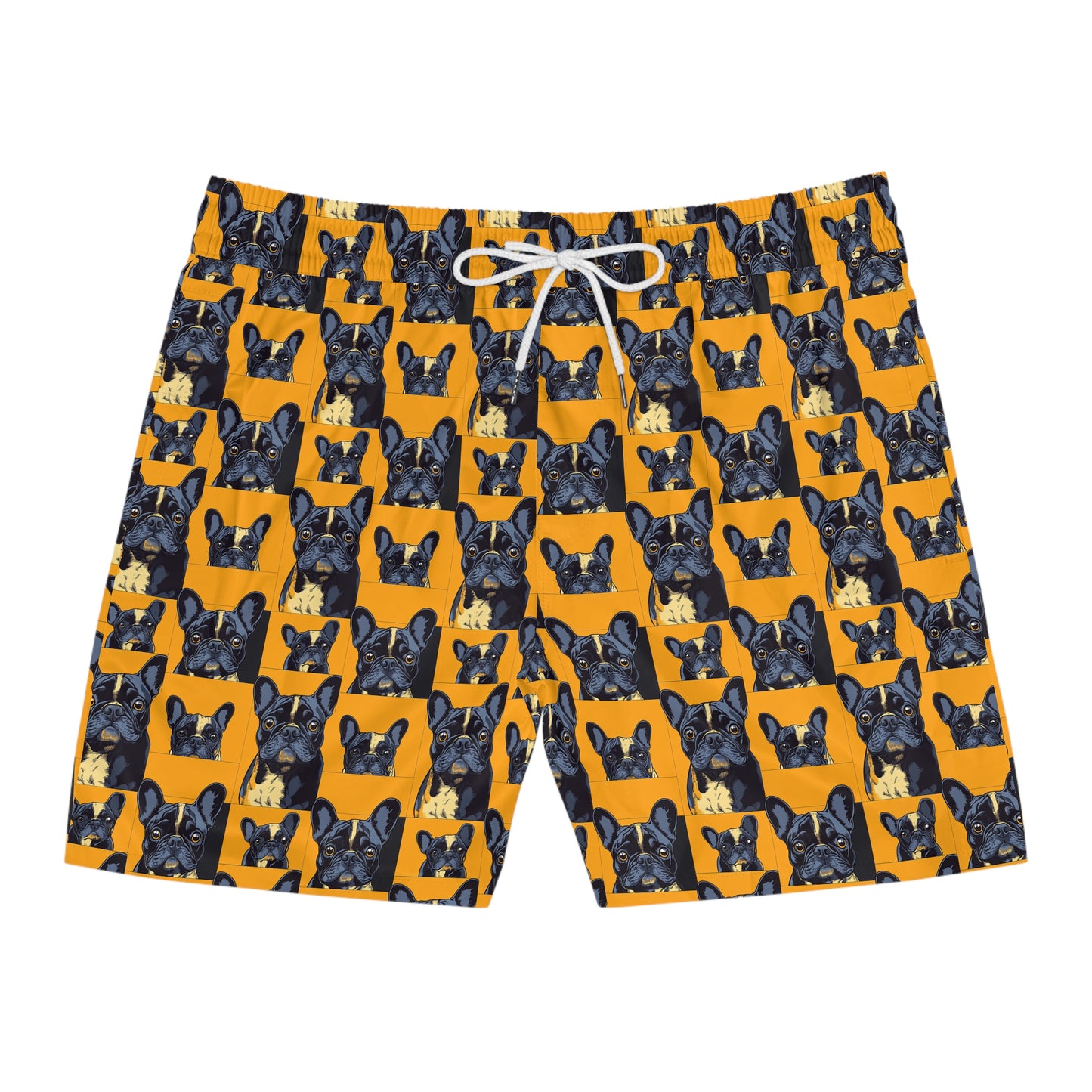 Frenchie Pawsitively Pawsome Peek-a-Boo Perfection Men's Mid-Length Swim Shorts