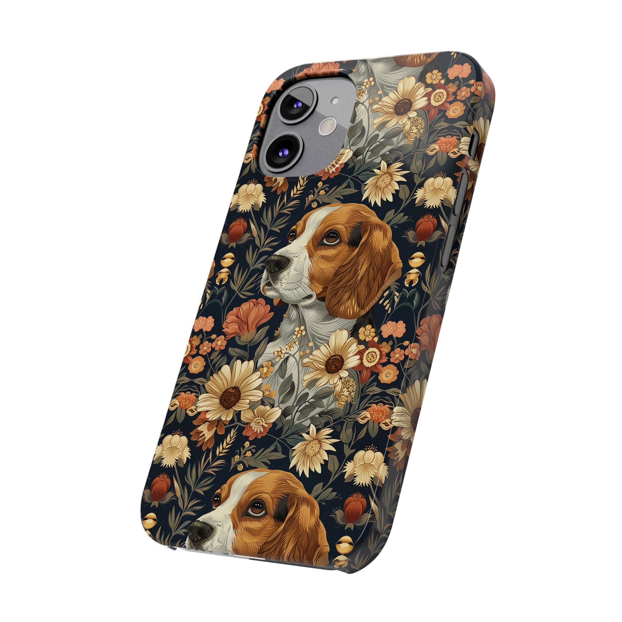 Beagle Blossoms Slim Phone Cases