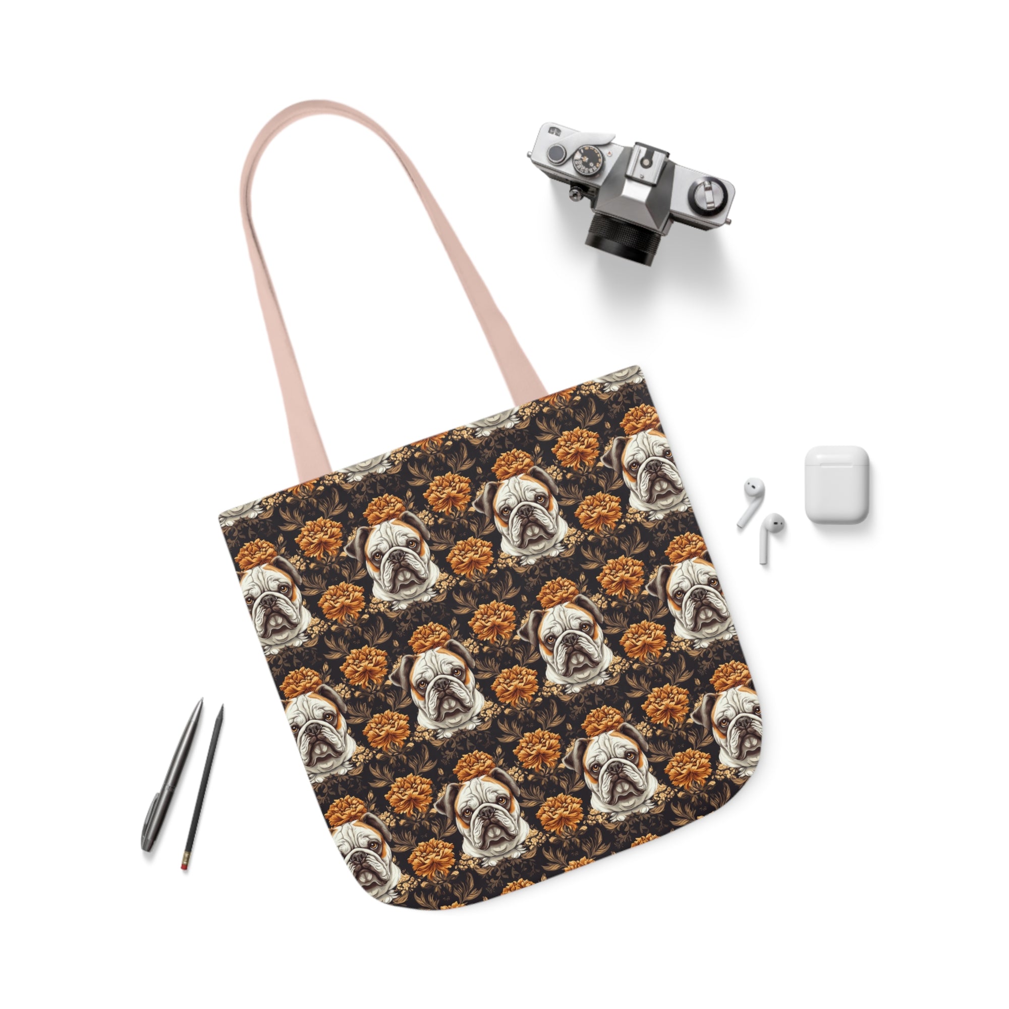 Bloomingly Bulldogistic Bouquet Canvas Tote Bag