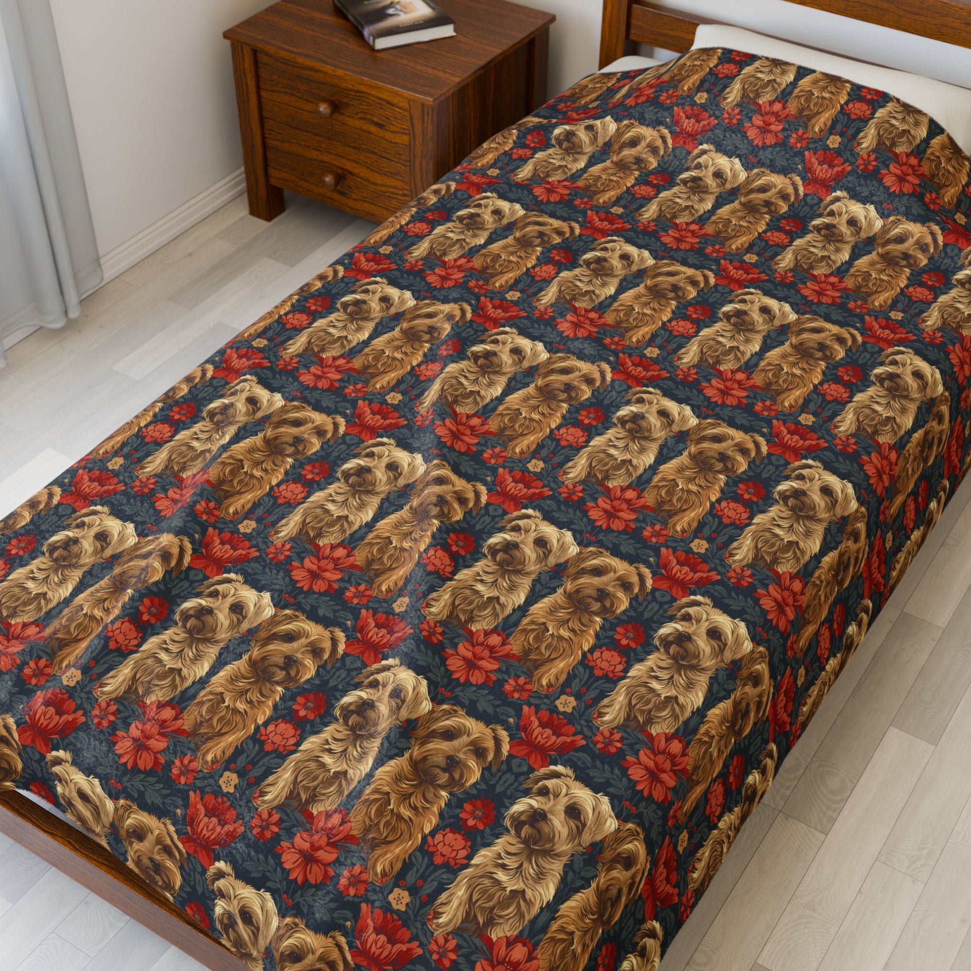 Yorkie Charm Twins Velveteen Plush Blanket