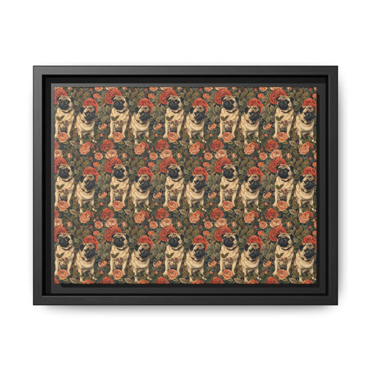 Blooming Pug Paradise Matte Canvas, Framed