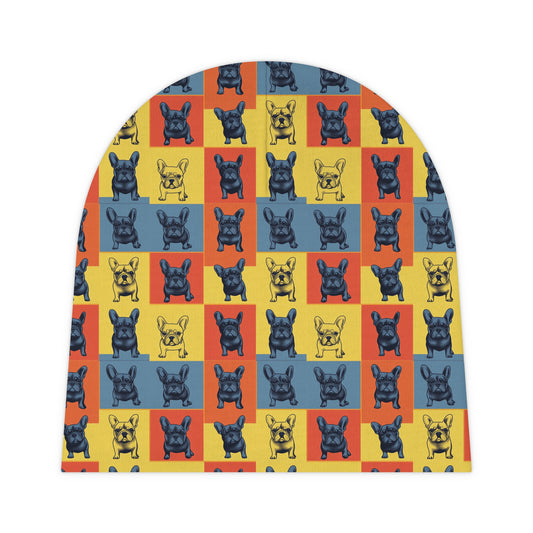 Frenchie Pop Art Pawfection Grid Baby Beanie