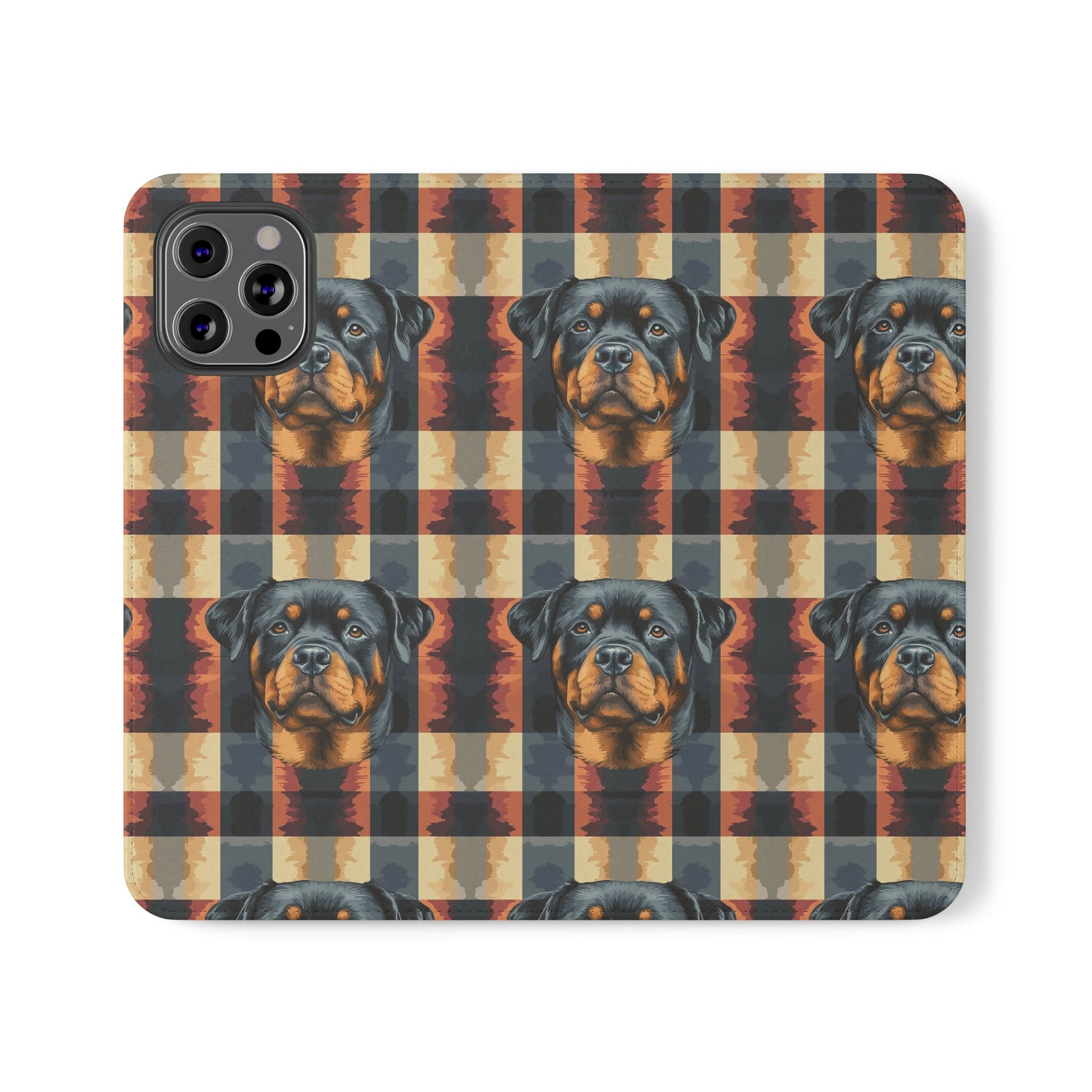 Pawsome Rottweiler Royalty Plaid Flip Cases