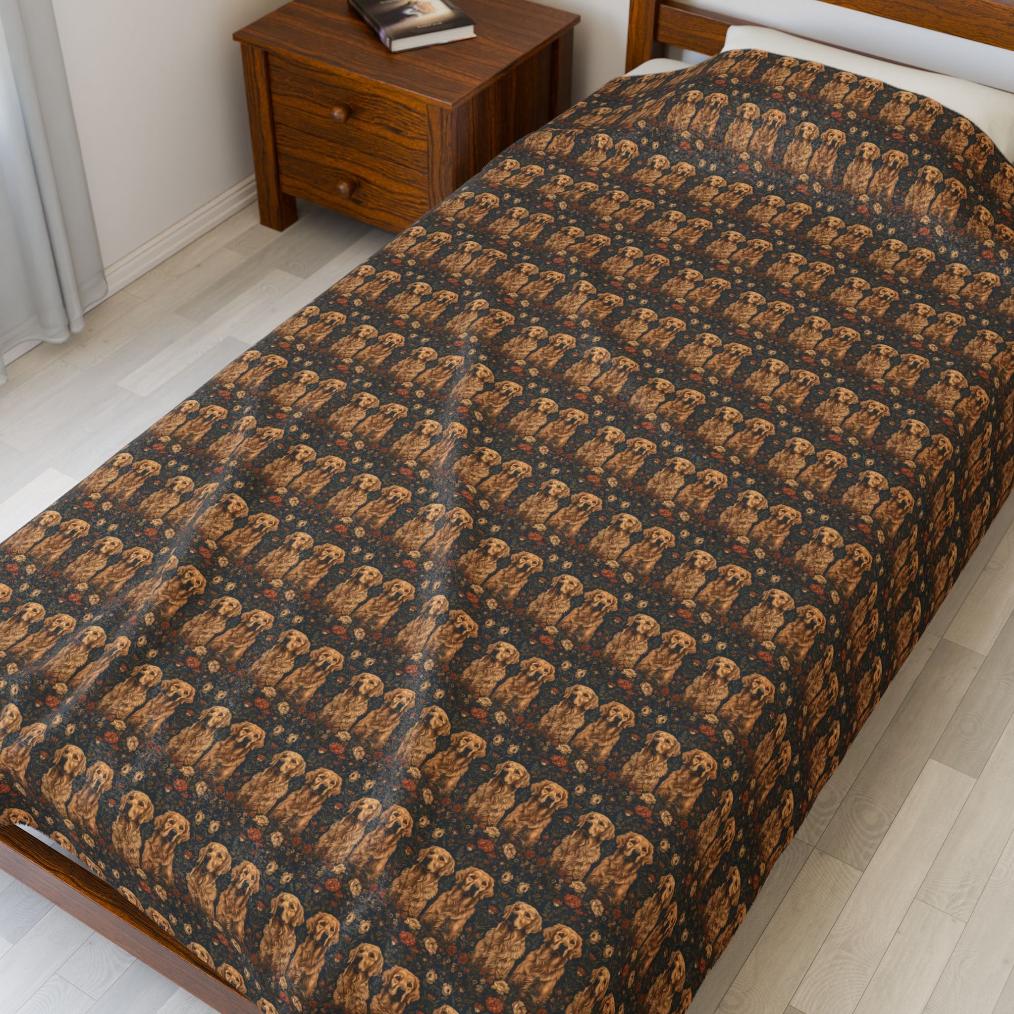 Fanciful Golden Paradise Blossom Velveteen Plush Blanket