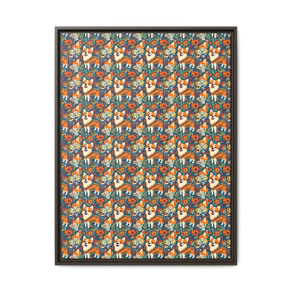 Corgi Carnival Couture Matte Canvas, Framed