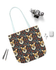 Floofy Corgi Blossom Blast Canvas Tote Bag