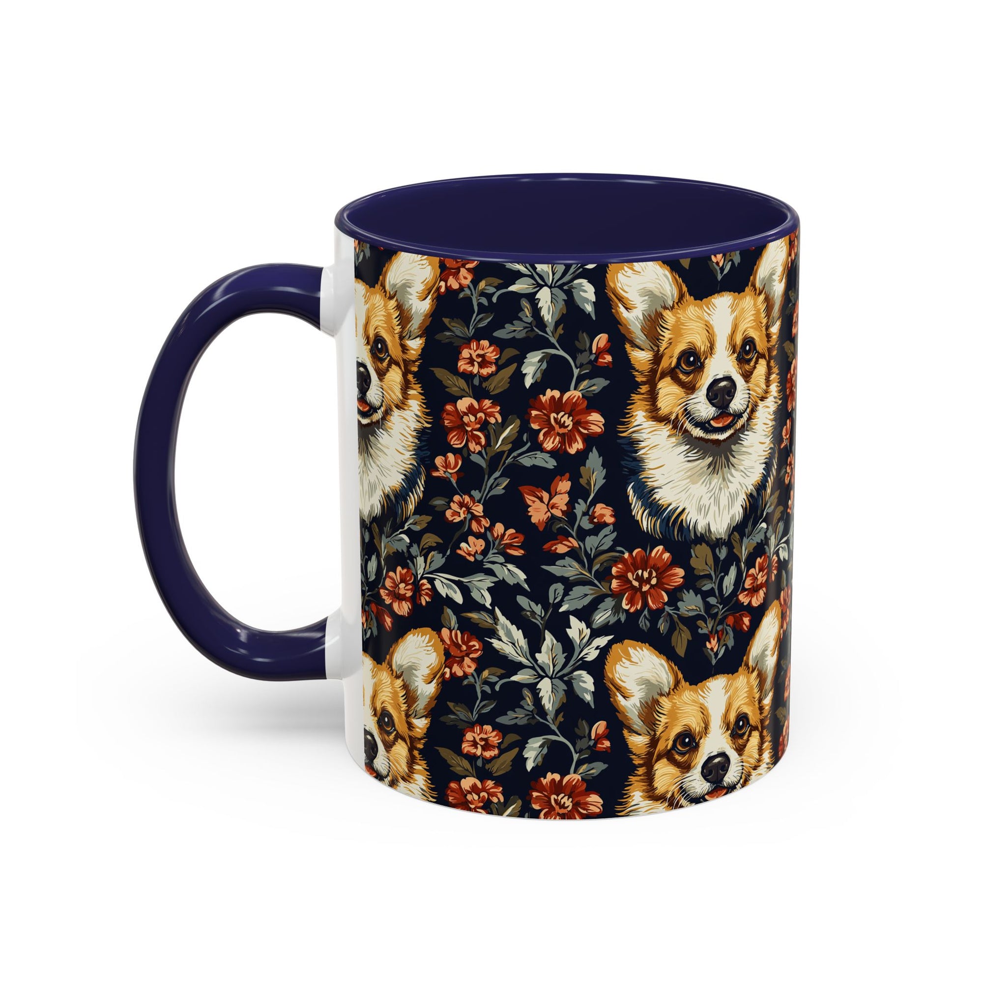 Floofy Corgi Blossom Blast Accent Coffee Mug