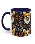 Floofy Corgi Blossom Blast Accent Coffee Mug