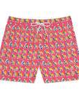 Bubblegum Glamour Bulldog Bouquet Men's Mid-Length Swim Shorts