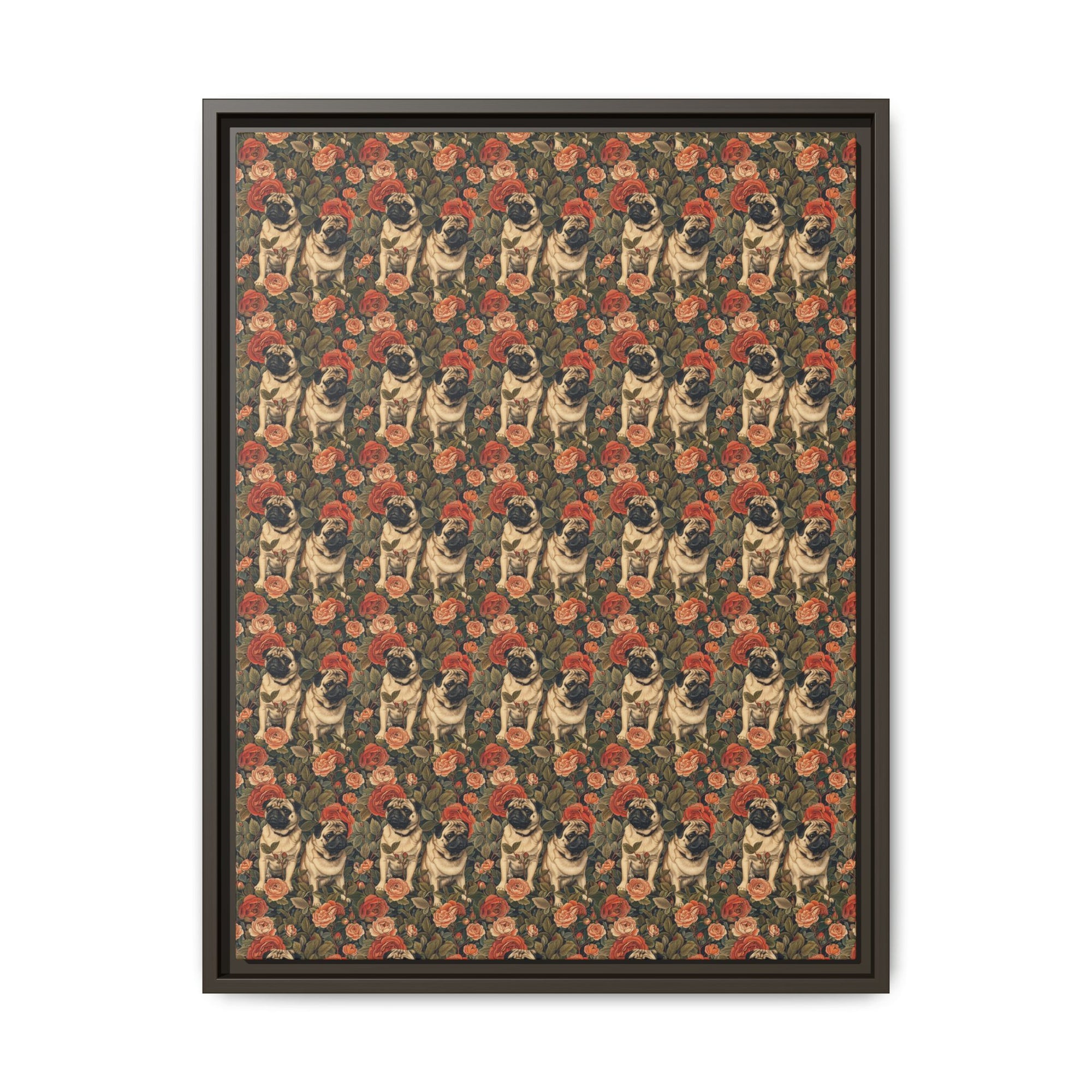 Blooming Pug Paradise Matte Canvas, Framed